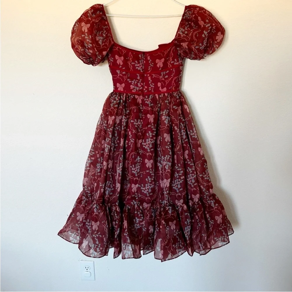 Fairy Tong Rococo Melody Midi Dress Wine - Picture 3 of 8